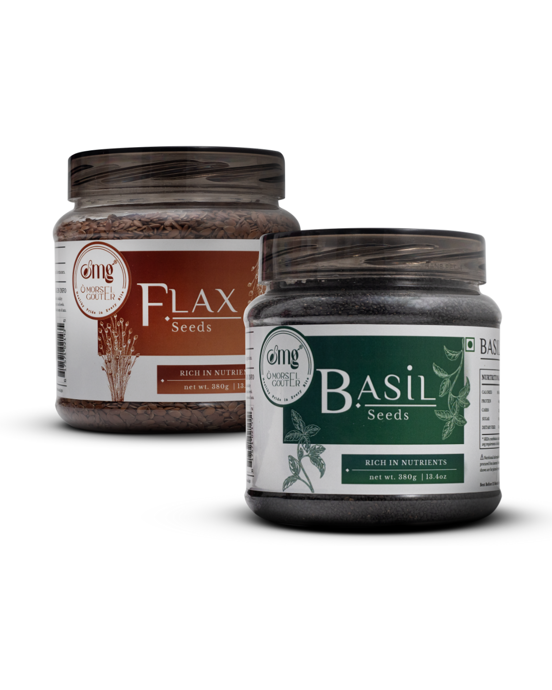 Basil Seeds (380g) + Flax Seeds (380g)